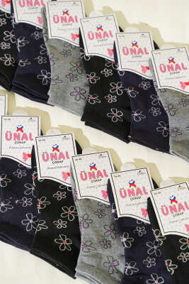  12'li Kadın Desenli Patik Çorap Asorti 22 - Babet / Patik Çorap