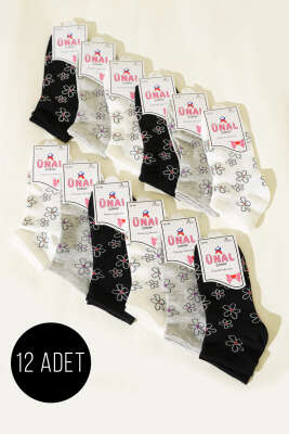  12'li Kadın Desenli Patik Çorap Asorti 23 