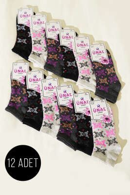  12'li Kadın Desenli Patik Çorap Asorti 24 - ÜNAL ÇORAP