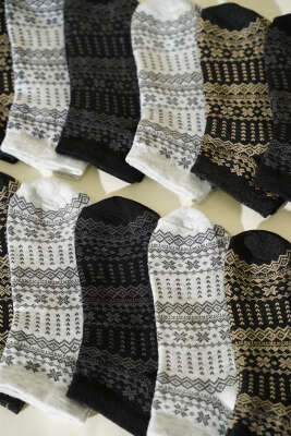  12'li Kadın Desenli Patik Çorap Asorti 26 - Kadın Çorap