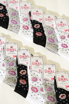 12'li Kadın Desenli Patik Çorap Asorti 27 - Kadın Çorap