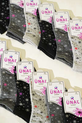  12'li Kadın Desenli Patik Çorap Asorti 28 - Babet / Patik Çorap