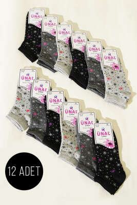  12'li Kadın Desenli Patik Çorap Asorti 28 - ÜNAL ÇORAP