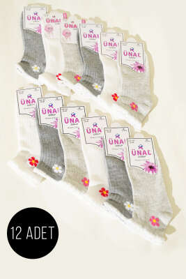 12'li Kadın Desenli Patik Çorap Asorti 33 