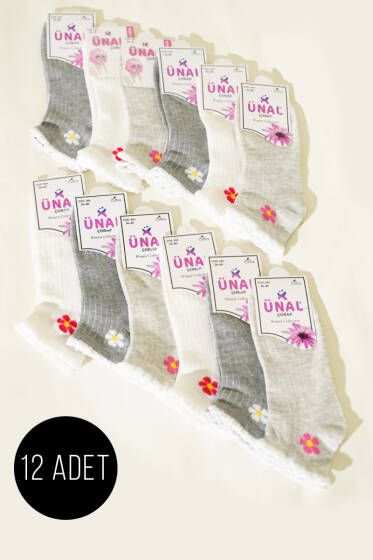 12'li Kadın Desenli Patik Çorap Asorti 33 - Babet / Patik Çorap