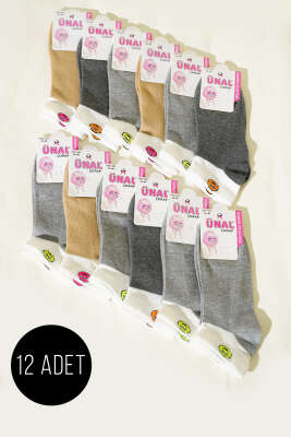 12'li Kadın Desenli Patik Çorap Asorti 34 