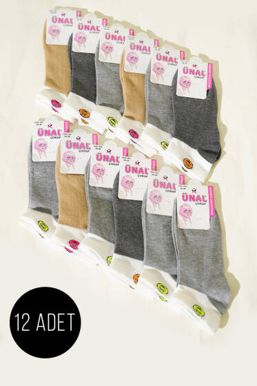 12'li Kadın Desenli Patik Çorap Asorti 34 - Babet / Patik Çorap