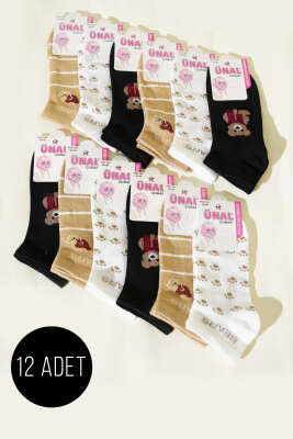 12'li Kadın Desenli Patik Çorap Asorti 35 