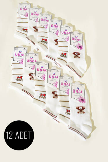 12'li Kadın Desenli Patik Çorap Asorti 36 - Babet / Patik Çorap