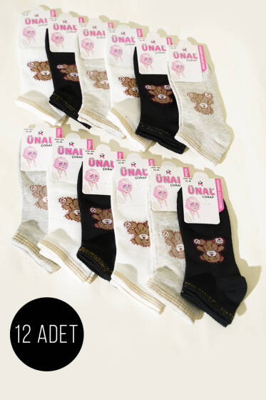 12'li Kadın Desenli Patik Çorap Asorti 37 - Babet / Patik Çorap