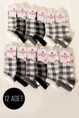 12'li Kadın Desenli Patik Çorap Asorti 5 