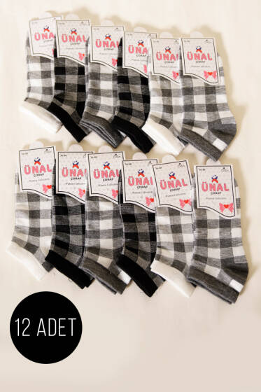 12'li Kadın Desenli Patik Çorap Asorti 5 - Babet / Patik Çorap