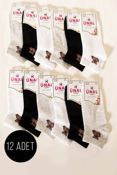 12'li Kadın Desenli Patik Çorap Asorti 6 - Babet / Patik Çorap