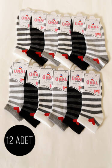 12'li Kadın Desenli Patik Çorap Asorti 8 - Babet / Patik Çorap