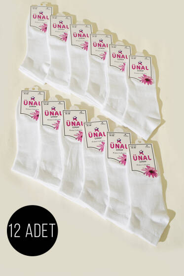 12'li Kadın Desenli Patik Çorap Beyaz - Babet / Patik Çorap