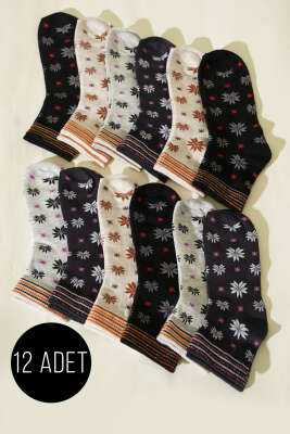 12'li Kadın Karışık Desenli Patik Çorap Asorti 1 