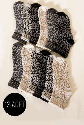 12'li Kadın Karışık Desenli Patik Çorap Asorti 1 