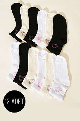 12'li Kadın Kısa Konç Çorap Asorti 1 