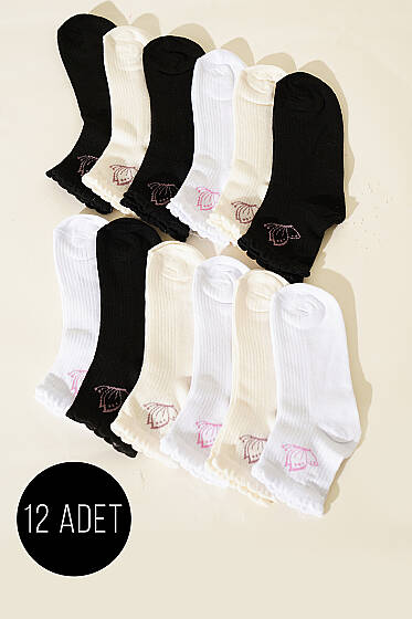 12'li Kadın Kısa Konç Çorap Asorti 1 - Babet / Patik Çorap