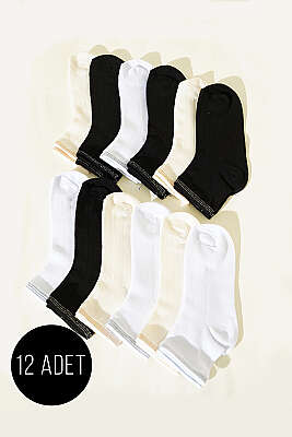 12'li Kadın Kısa Konç Çorap Asorti 3 - BE MARCO