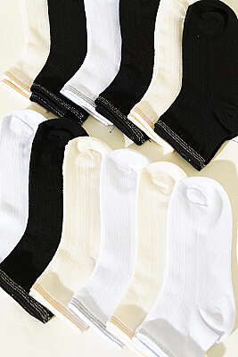 12'li Kadın Kısa Konç Çorap Asorti 3 - Soket Çorap