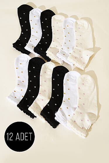 12'li Kadın Kısa Konç Çorap Asorti 4 - Babet / Patik Çorap
