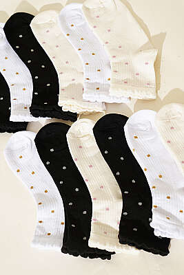 12'li Kadın Kısa Konç Çorap Asorti 4 - Babet / Patik Çorap