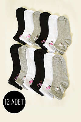 12'li Kadın Kısa Konç Çorap Asorti 6 - BE MARCO