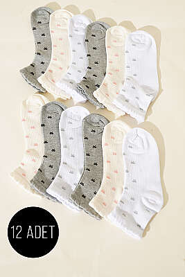 12'li Kadın Kısa Konç Çorap Asorti 9 - BE MARCO