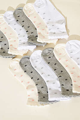 12'li Kadın Kısa Konç Çorap Asorti 9 - Babet / Patik Çorap