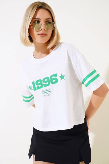 1996 Baskılı T-shirt Beyaz - Yeni Giyim