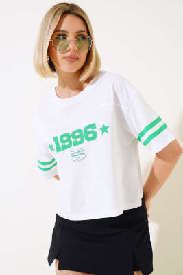 1996 Baskılı T-shirt Beyaz