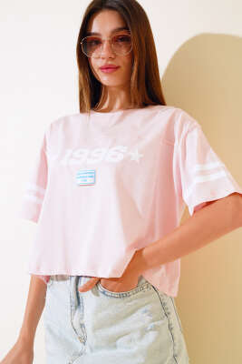 1996 Baskılı T-shirt Pembe 
