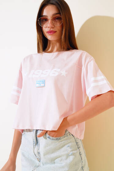1996 Baskılı T-shirt Pembe - Yeni Giyim