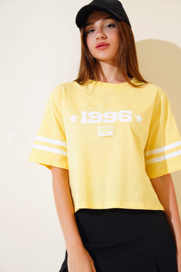 1996 Baskılı T-shirt Sarı - Yeni Giyim