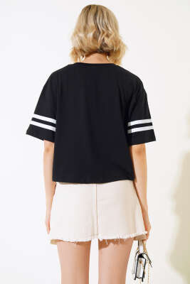 1996 Baskılı T-shirt Siyah - Kadın Giyim Modelleri