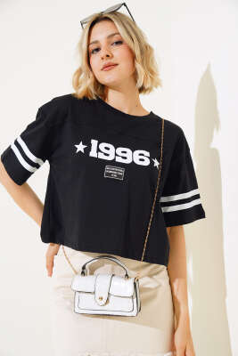 1996 Baskılı T-shirt Siyah 