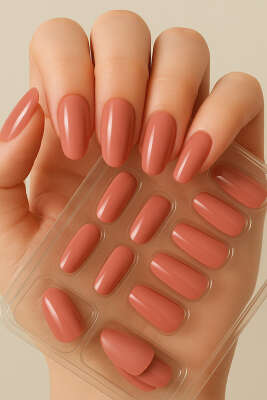 24'lü Kendinden Yapışkanlı Takma Tırnak Gül Kurusu 