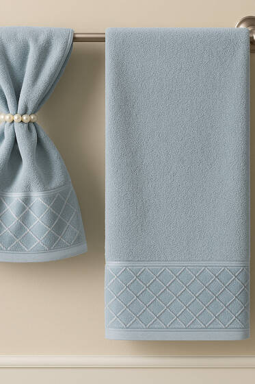 2'li Analı Kızlı Havlu Seti Mavi - HAVLU TAKIMLARI