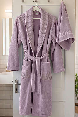 2'li Bornoz ve Havlu Takım Gül Kurusu 