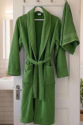 2'li Bornoz ve Havlu Takım Yeşil 