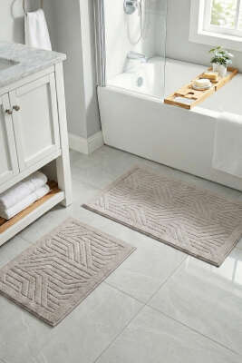 2'Li Kabartmalı Lüks Klozet Takımı Bej - MAHİR HAVLU