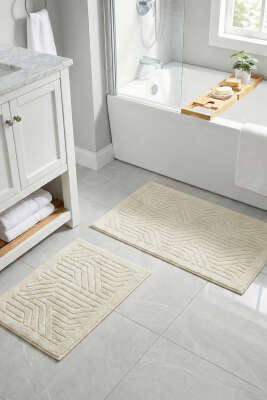 2'Li Kabartmalı Lüks Klozet Takımı Ekru - MAHİR HAVLU