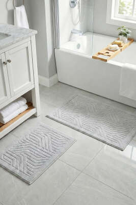 2'Li Kabartmalı Lüks Klozet Takımı Gri - MAHİR HAVLU