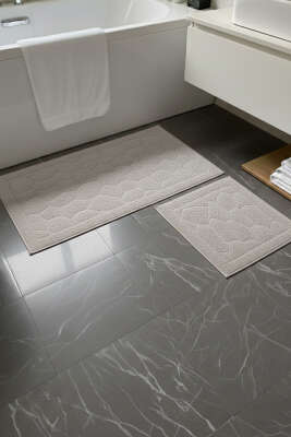 2'li Pamuklu Klozet Takım Seti Bej - MAHİR HAVLU