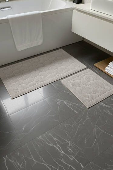 2'li Pamuklu Klozet Takım Seti Bej - Paspas