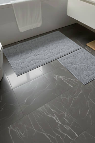 2'li Pamuklu Klozet Takım Seti Gri - Paspas