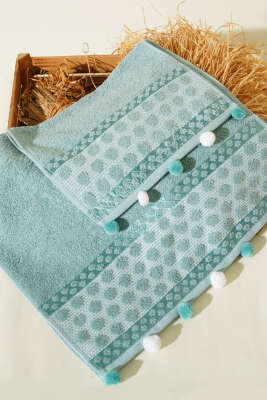 2'li Ponponlu Havlu Seti Mint 