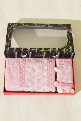 2'li Ponponlu Havlu Seti Pembe - Mutfak Havlusu