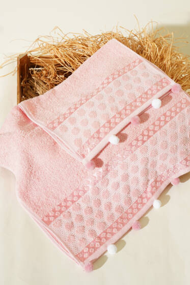 2'li Ponponlu Havlu Seti Yavru Ağzı - Mutfak Havlusu